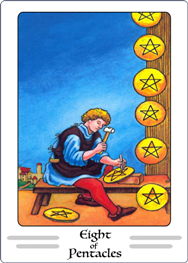 Eight of Pentacles Tarot Card