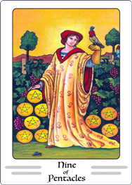 Nine of Pentacles Tarot Card